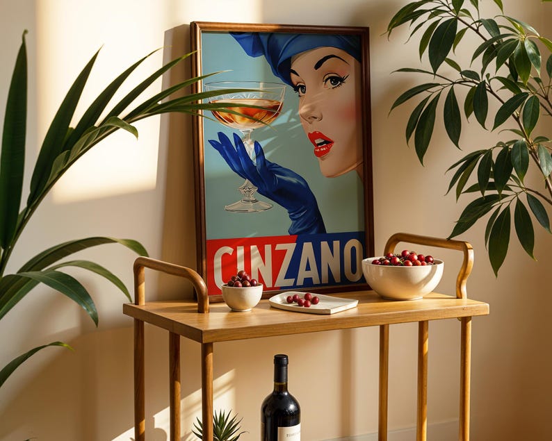 Póster de Cinzano Alcohol / Arte mural italiano / Impresión vintage de vino y prosecco / Decoración de pared con alcohol brillante imagen 4