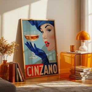 Póster de Cinzano Alcohol / Arte mural italiano / Impresión vintage de vino y prosecco / Decoración de pared con alcohol brillante imagen 6