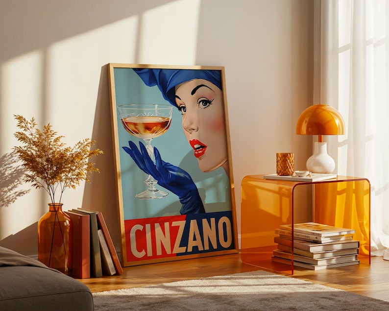 Póster de Cinzano Alcohol / Arte mural italiano / Impresión vintage de vino y prosecco / Decoración de pared con alcohol brillante imagen 6