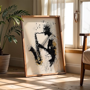 Jazz Poster | Retro Jazz Poster mit Katze & Klavier | Musiker Kunstdruck | Kunstwerk | New Orleans Jazz Musik Wand Kunst Geschenk