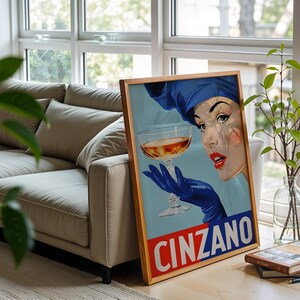 Póster de Cinzano Alcohol / Arte mural italiano / Impresión vintage de vino y prosecco / Decoración de pared con alcohol brillante imagen 8
