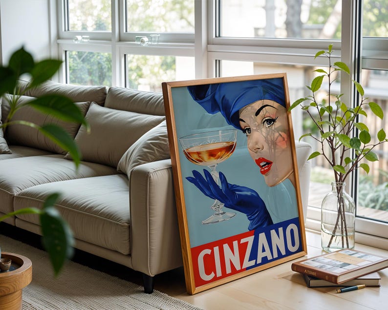 Póster de Cinzano Alcohol / Arte mural italiano / Impresión vintage de vino y prosecco / Decoración de pared con alcohol brillante imagen 8