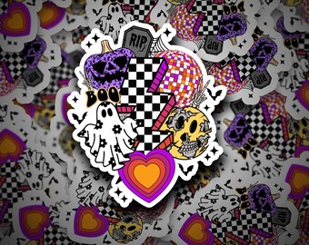 Pegatina de Halloween / Pegatina colorida de Halloween / Pegatina espeluznante / Truco o trato / Halloween / Pegatina / Pegatina troquelada