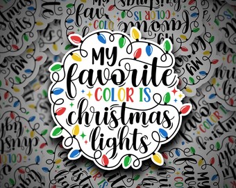 Autocollant de couleur préféré | Autocollant des lumières de Noël | Autocollant de Noël | Lumières | | Noël Arc-en-ciel de Noël | Autocollant | Autocollant Die Cut
