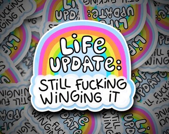Winging It sticker, Anxiety Sticker, Sarcastic Sticker, Mental Health, Laptop Decal