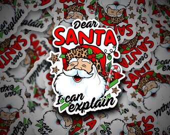 Autocollant Cher Père Noël | Autocollant de Noël | Autocollant de Noël | Père Noël | Noël | Je peux expliquer | Autocollant | Autocollant découpé