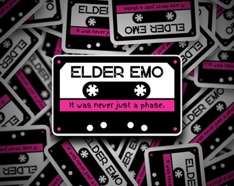 Elder Emo | It Was Never a Phase| Emo Music | Emo | Punk Rock | Sticker | Die Cut Sticker