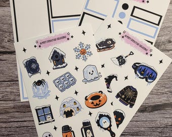 Winterween deco kit, Planner Stickers, Planner Deco Stickers, Doodle Stickers, Colorful Stickers