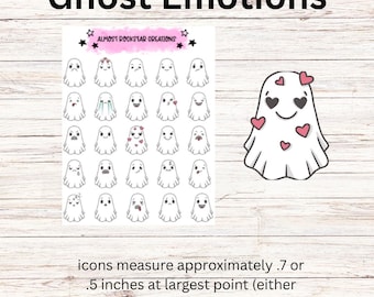 Ghost emotions icon stickers, Planner Stickers, Planner Icon Stickers, Doodle Stickers, Colorful Stickers