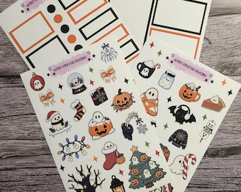Christmasween deco kit, Planner Stickers, Planner Deco Stickers, Doodle Stickers, Colorful Stickers