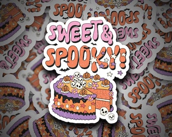 Pegatina dulce y espeluznante / pegatina de Halloween / pastel de Halloween / dulce de Halloween / Halloween espeluznante / Halloween / pegatina / pegatina troquelada