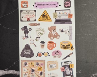 Internet Detective deco sheet, Planner Stickers, Planner Deco Stickers, Doodle Stickers, Colorful Stickers