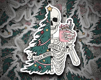 Sorta Merry Sorta adesivo spaventoso / adesivo di Natale / adesivo di Natale / spettrale / Natale / Natale spettrale / adesivo / adesivo fustellato