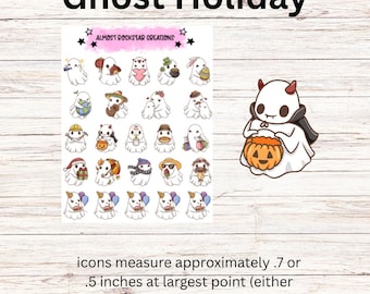 Ghost holiday icon stickers, Planner Stickers, Planner Icon Stickers, Doodle Stickers, Colorful Stickers