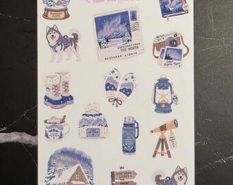 Northern Lights deco sheet, Planner Stickers, Planner Deco Stickers, Doodle Stickers, Colorful Stickers