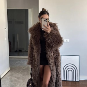 camel faux shearling coat