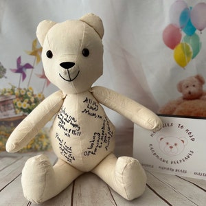 Signatur Memory Bear, alternatives Gästebuch für Hochzeiten und Events; Handgefertigte Ästhetik