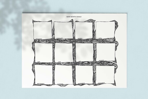 Personalized Calendar Design Printable Black and White - Etsy