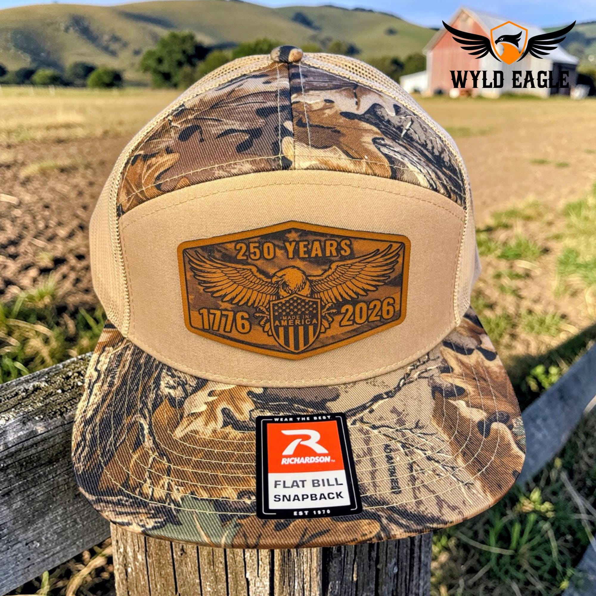 250 Years USA Hat 1776–2026 | Patriotic Eagle Leather Patch Hat ...