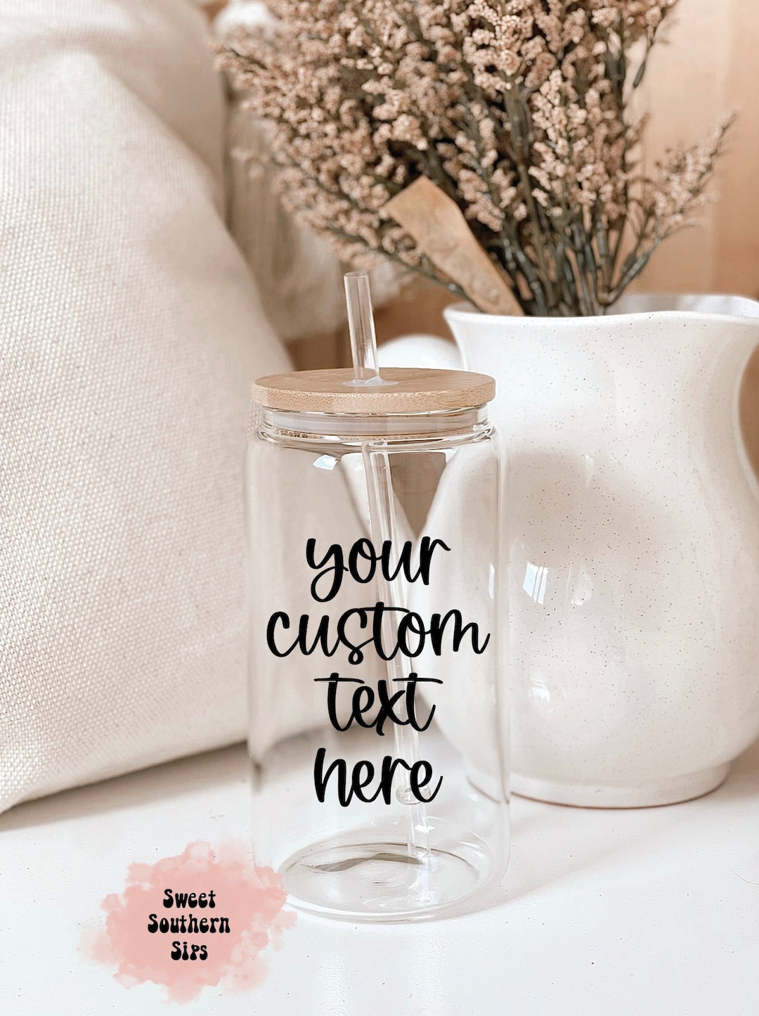 Custom Glass Tumbler With Lid and Straw Glass Tumbler Etsy