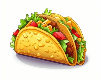 Taco Clipart 20 High Quality JPGs Digital Download Card Making Digital Paper Craft