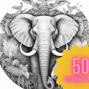 50 Animal Mandala Adult Coloring Pages Digital Download