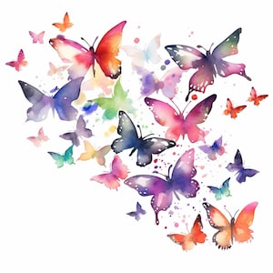 20 aquarelle papillon Clipart essaims de papillons imprimable JPG haute qualité JPG téléchargement numérique carte fabrication papier numérique artisanat