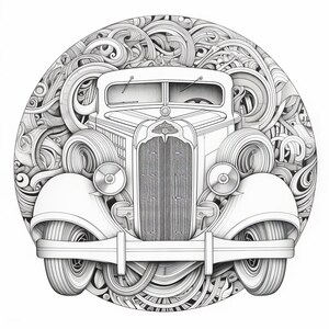 30 Vintage Car Truck Automobile Mandala Adult Coloring Pages Book - Etsy