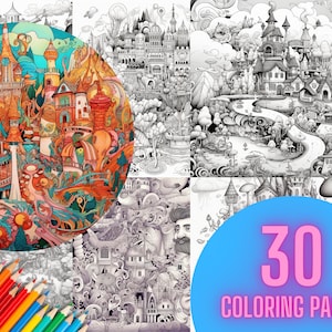Fantasy Magical Adult Coloring Pages 30 Printable Digital Downloads.