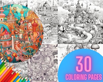 Fantasy Magical Adult Coloring Pages 30 Printable Digital Downloads.