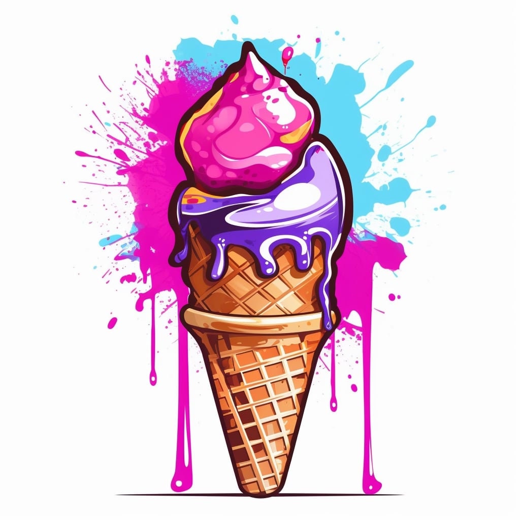 Graffiti Ice Cream Cone Colorful Clipart Art Printable 20 High Quality