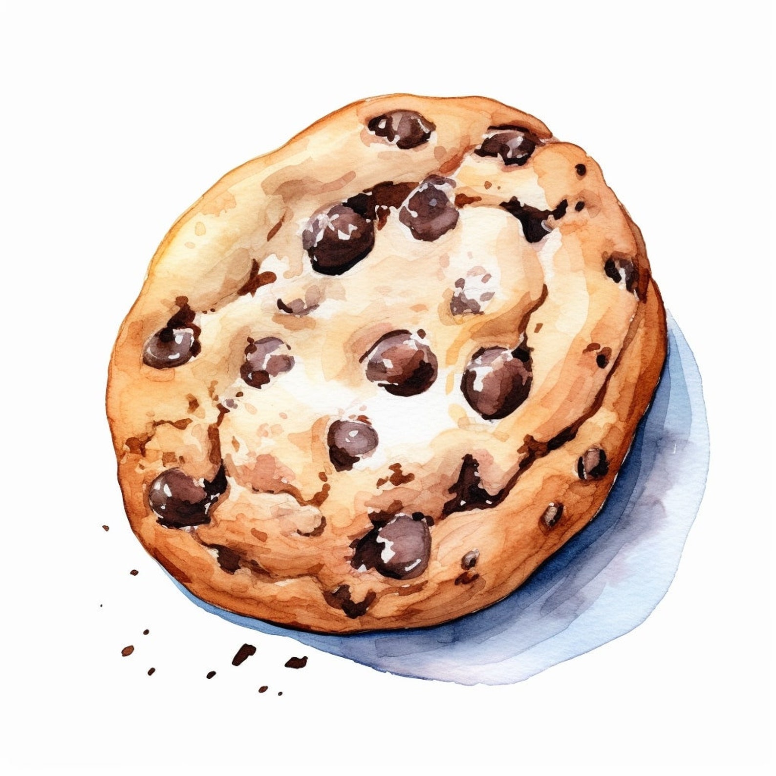 Watercolor Chocolate Chip Cookie Clipart 20 Printable High Quality Jpgs ...