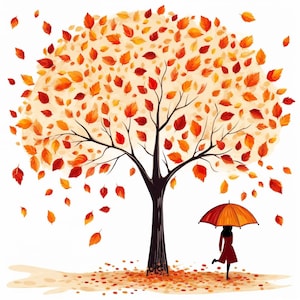 Otoño hojas árbol otoño Clipart 20 imprimible alta calidad JPG descarga Digital tarjeta hacer arte de papel Digital