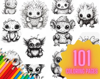 101 Cute Gross Mystery Baby Monster Coloring Page Digital Download