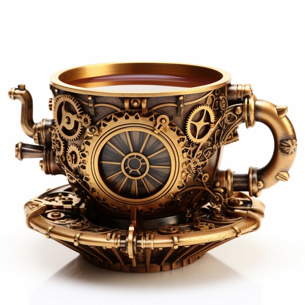 Steampunk Coffee Cup Clipart 20 Printable Digital Downloads