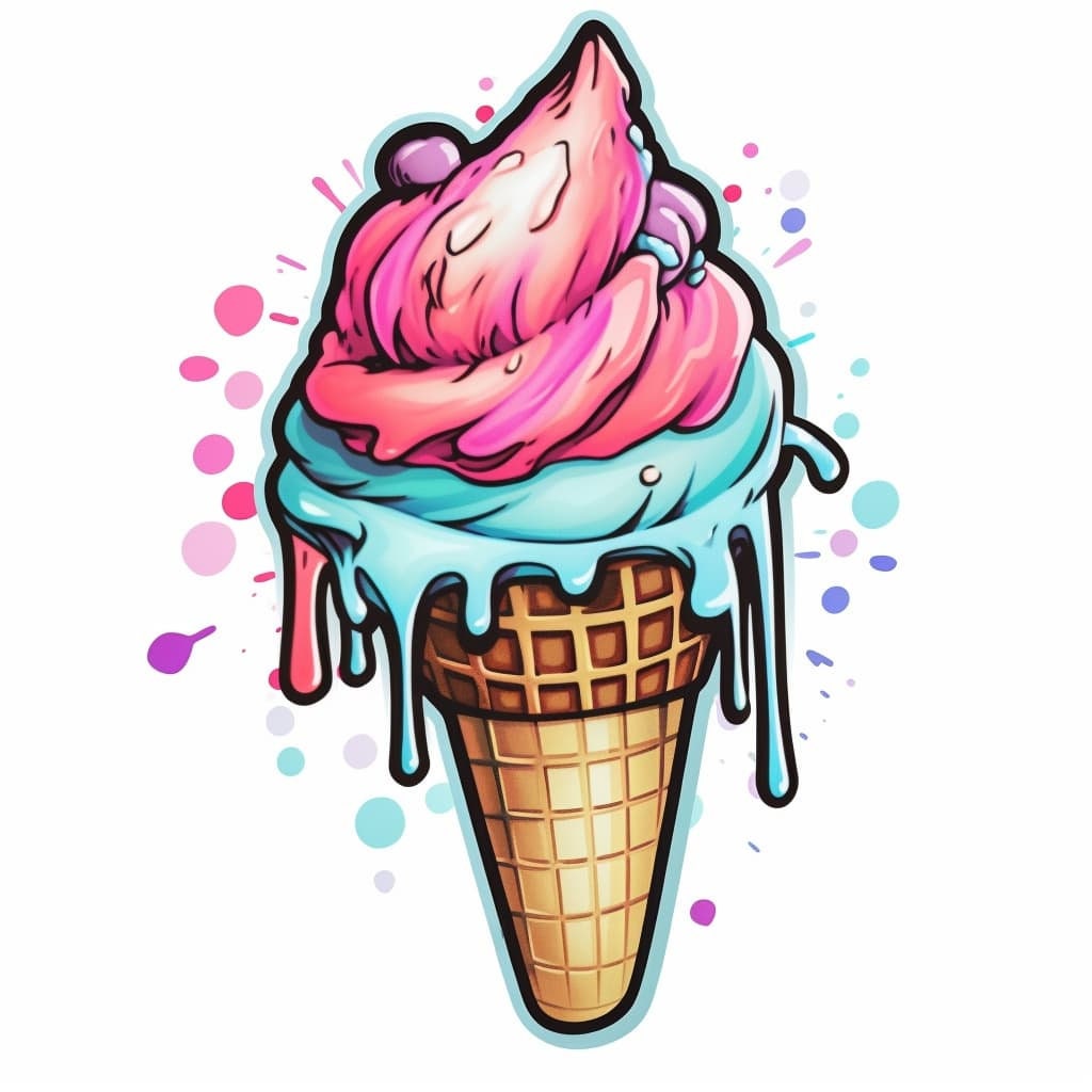 Graffiti Ice Cream Cone Colorful Clipart Art Printable 20 High Quality