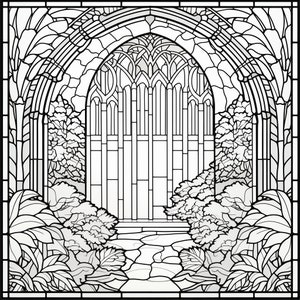 Stained Glass Adult Coloring Pages 60 Printable Instant Digital ...