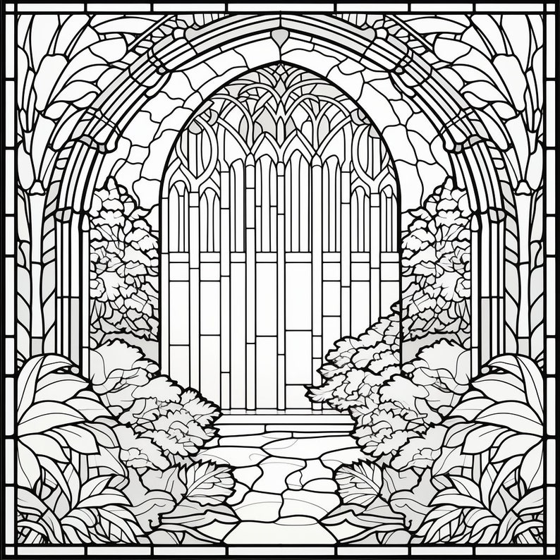 Stained Glass Adult Coloring Pages 60 Printable Instant Digital ...