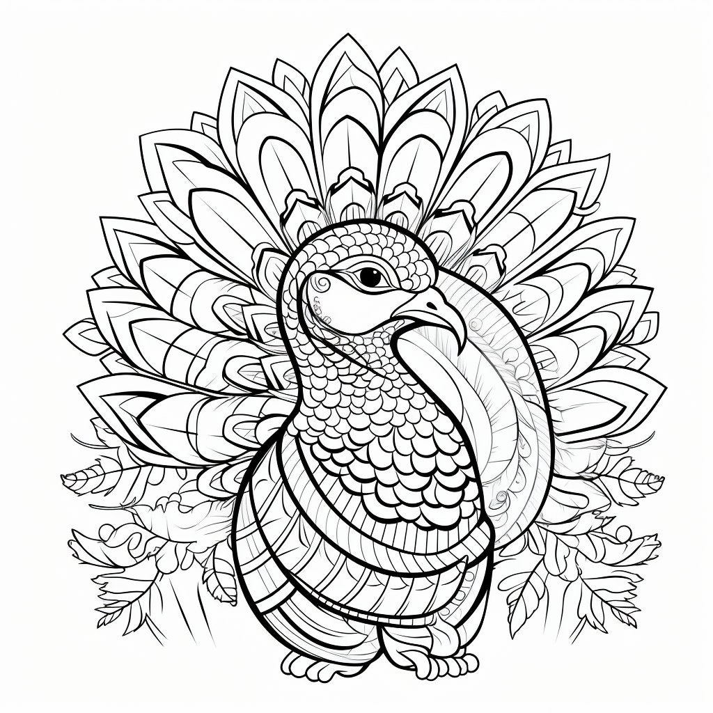 Turkey Thanksgiving Adult Coloring Page 51 Digital Downloads - Etsy