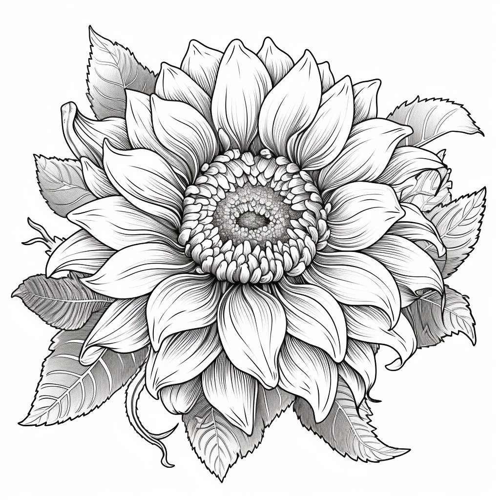 Sunflower Adult Coloring Pages Floral 50 Printable Digital Downloads Etsy