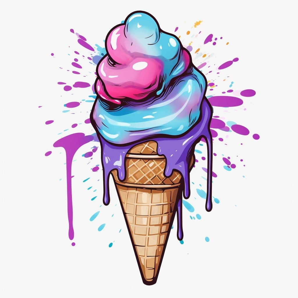 Graffiti Ice Cream Cone Colorful Clipart Art Printable 20 High Quality