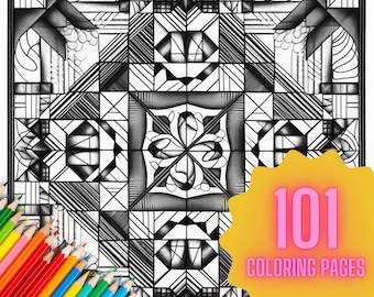 Quilting Patchwork Printable Adult Coloring Page 101 Digital Downloads