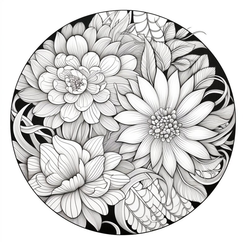101 Adult Coloring Pages Floral Tulip Daisy Rose Flower Mandala - Etsy