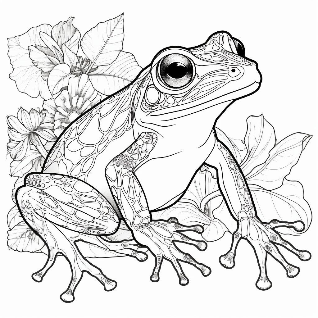 Frog Floral Adult Coloring Pages 50 Digital Download - Etsy