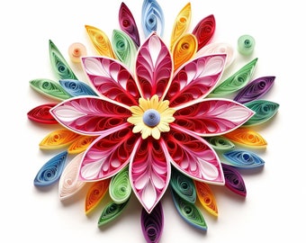 20 Quilling Floral Colorful Flower Clip Art Digital Downloads