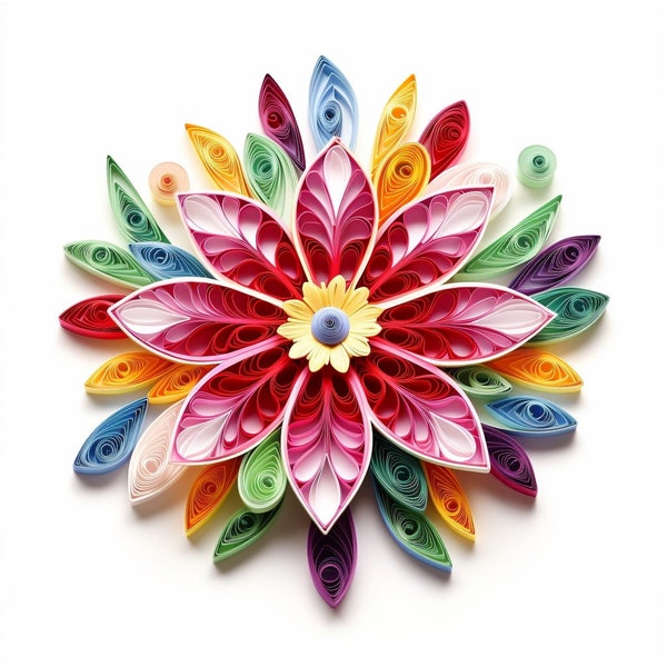 20 Quilling Floral fleur colorée Clip Art téléchargements numériques