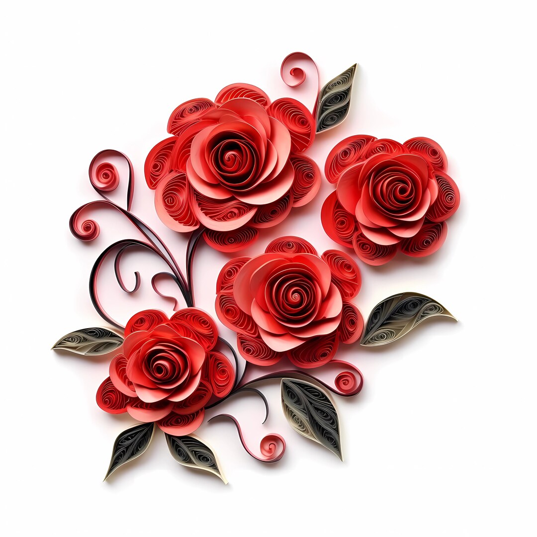 20 Quilling Rose Flower Colorful Clip Art Digital Downloads. Etsy
