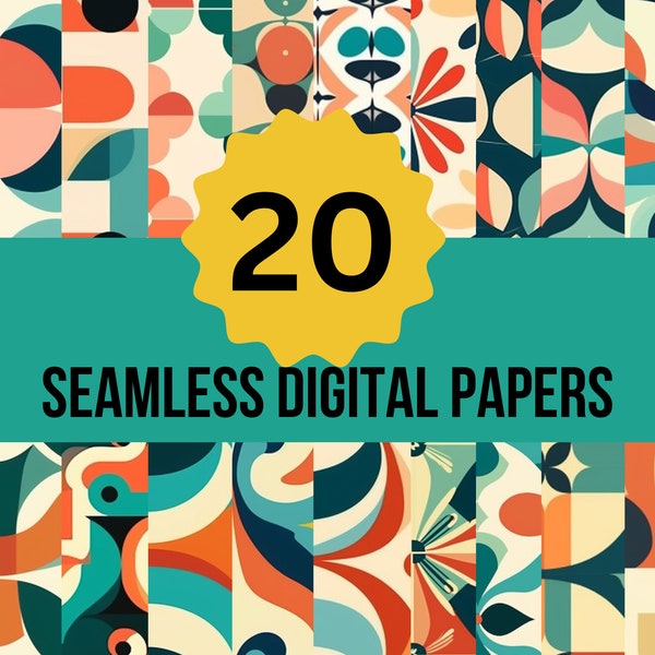 Retro Seamless Paper Patterns 20 Digital Downloads