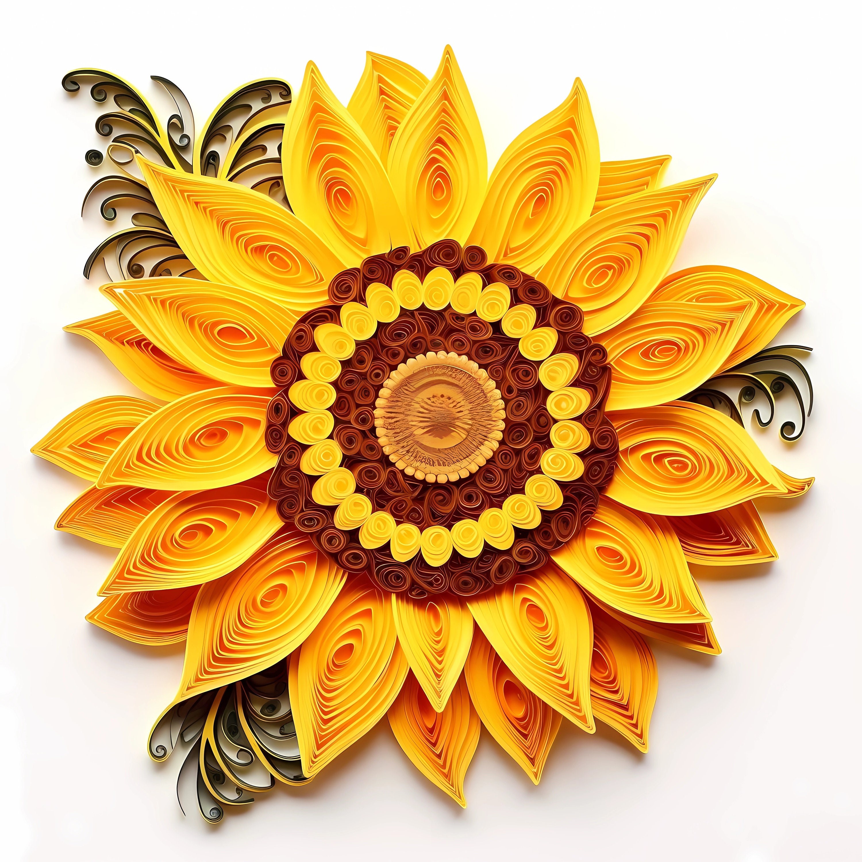 20 Quilling Sunflower Floral Colorful Flower Clip Art Digital Downloads