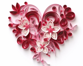 20 Quilling Hearts Colorful Love Art Clip Art Digital Downloads.